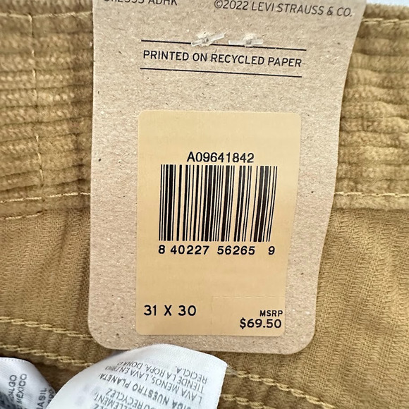 Levis Low Pro Corduroy Pants Mens 31x30 Straight Tan Brown School Office Preppy - Picture 5 of 9